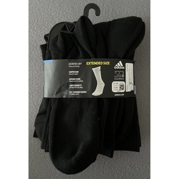 adidas crew socks 6 pairs men's cushioned extended sz 12-15 aeroready - Picture 4 of 5